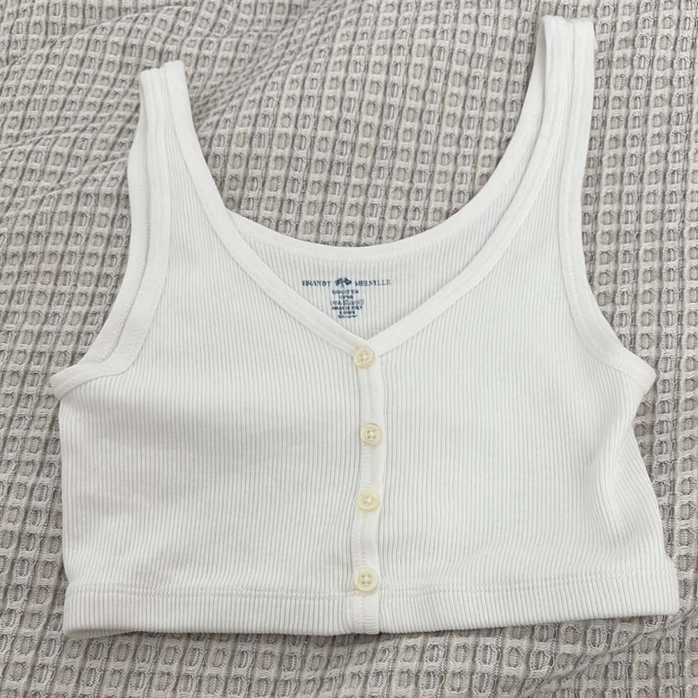 Brandy Melville White Ribbed Crop Top